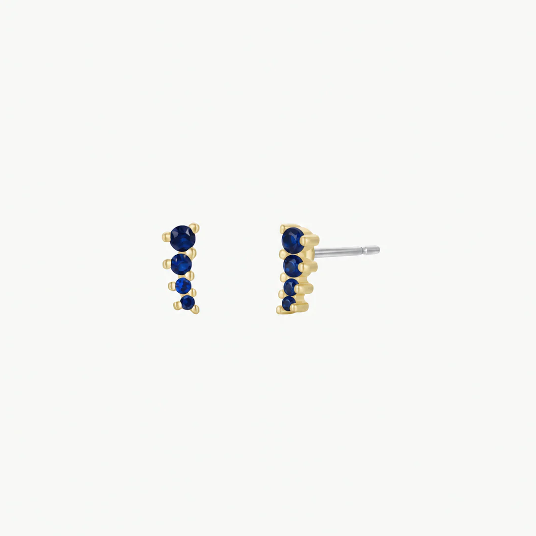 Mini Crawler - Sapphire CZ - Gold Earrings