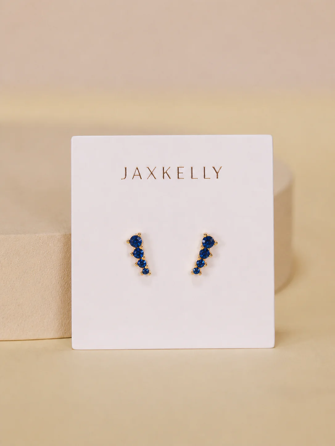 Mini Crawler - Sapphire CZ - Gold Earrings 2