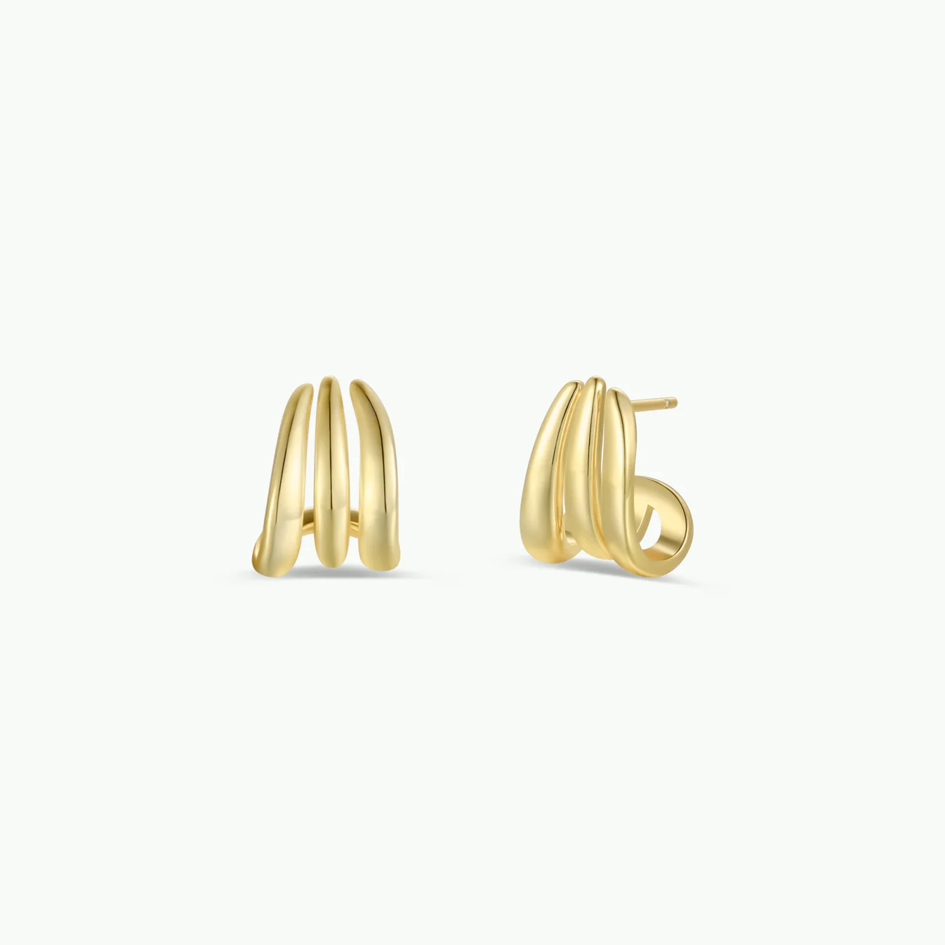 Gold Three Hoop Huggie